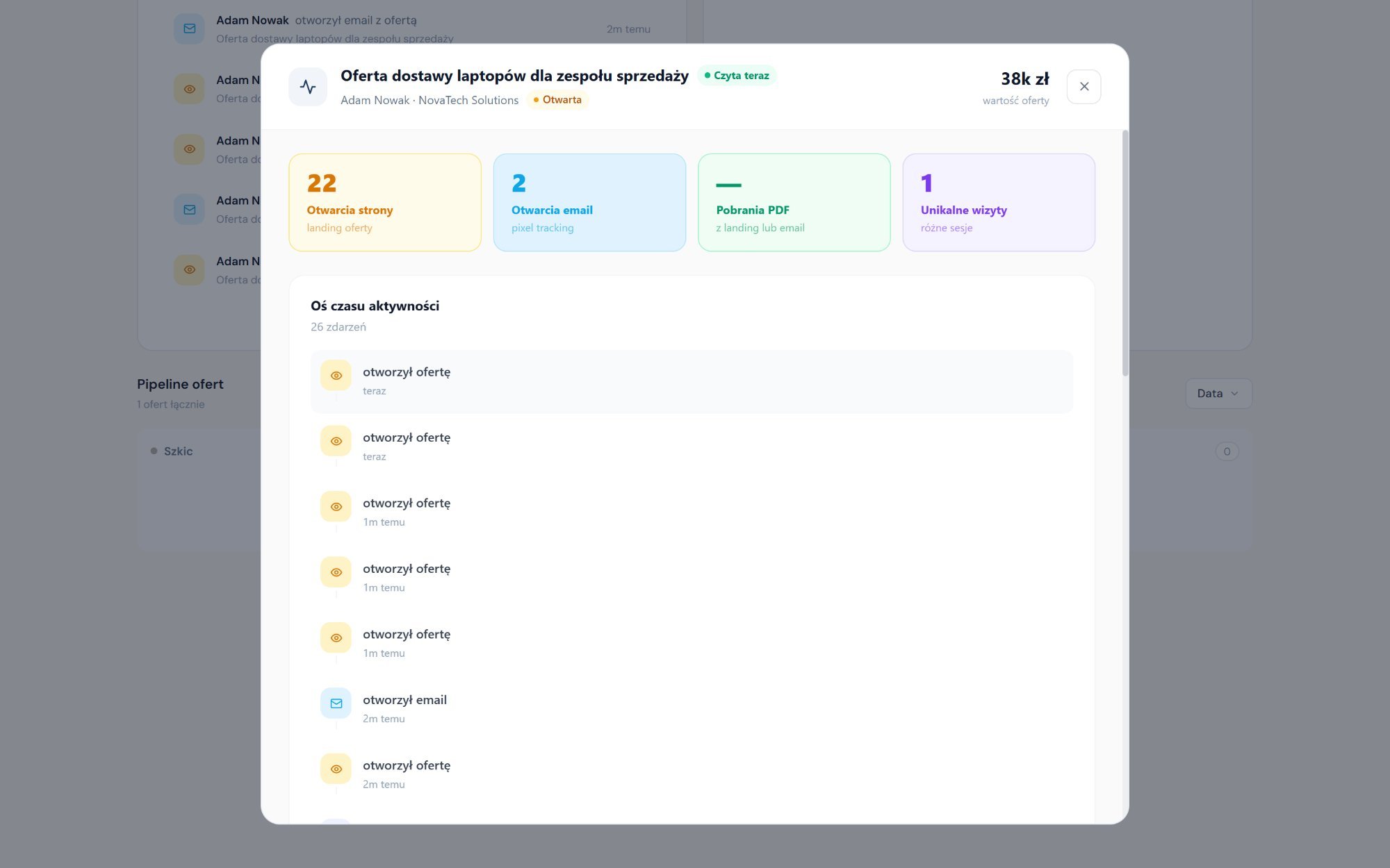 Proposa — tracking otwarć oferty